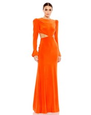 Ieena Mac Duggal Orange Cutout Long Sleeve Gown Size 6 $348
