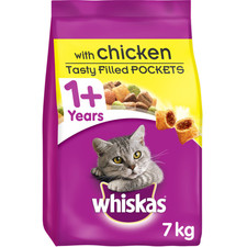 7Kg Whiskas 1+ Adult Complete Dry Cat Food with Chicken Bulk Pack Cat Biscuits 4.86 per kilo