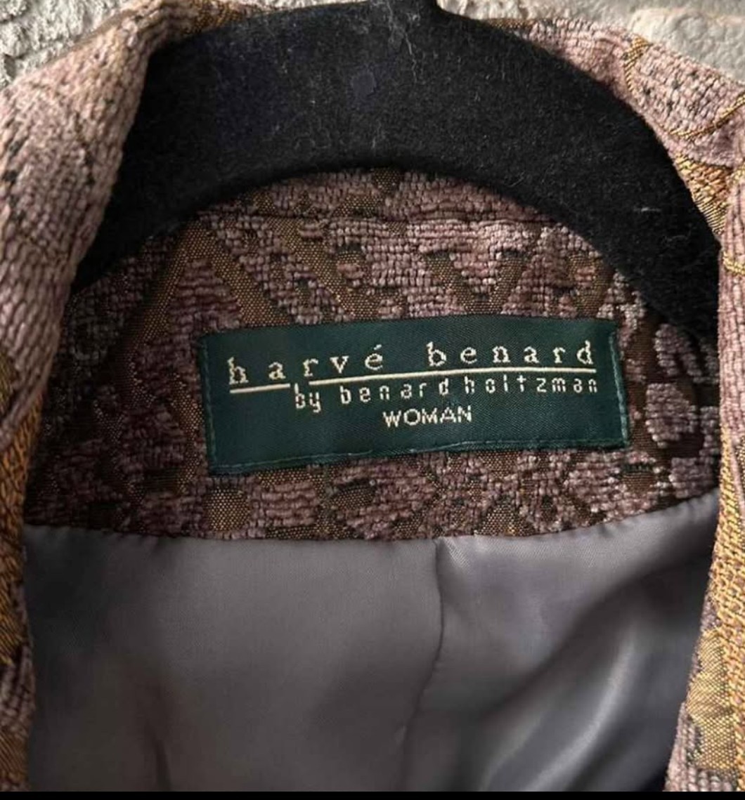 harvé benard Patterned Brown Gold Button Collared… - image 2