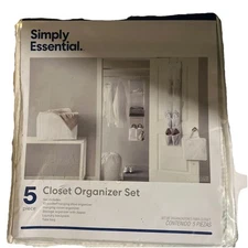 Simply Essential ~ Five (5) Piece ~ Fabric ~ Closet Organizer Set ~ WHITE