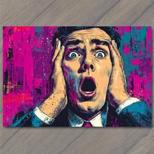 Art Print Pop Art Shocked Man Color Explosion Retro Comic Style Expression Moder