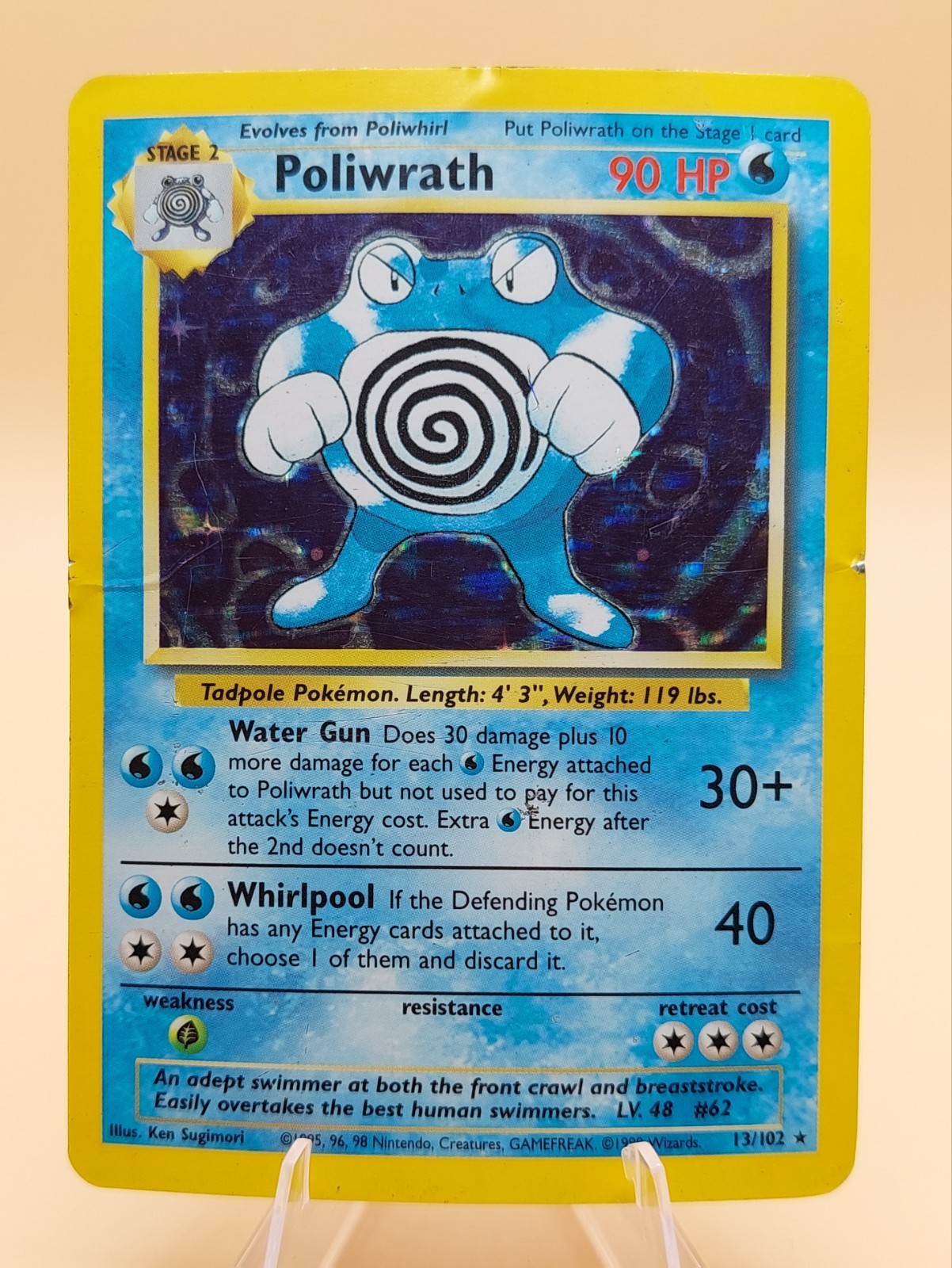 Poliwrath Base Set Holo Rare No. 13/102 Pokemon Card - 1999