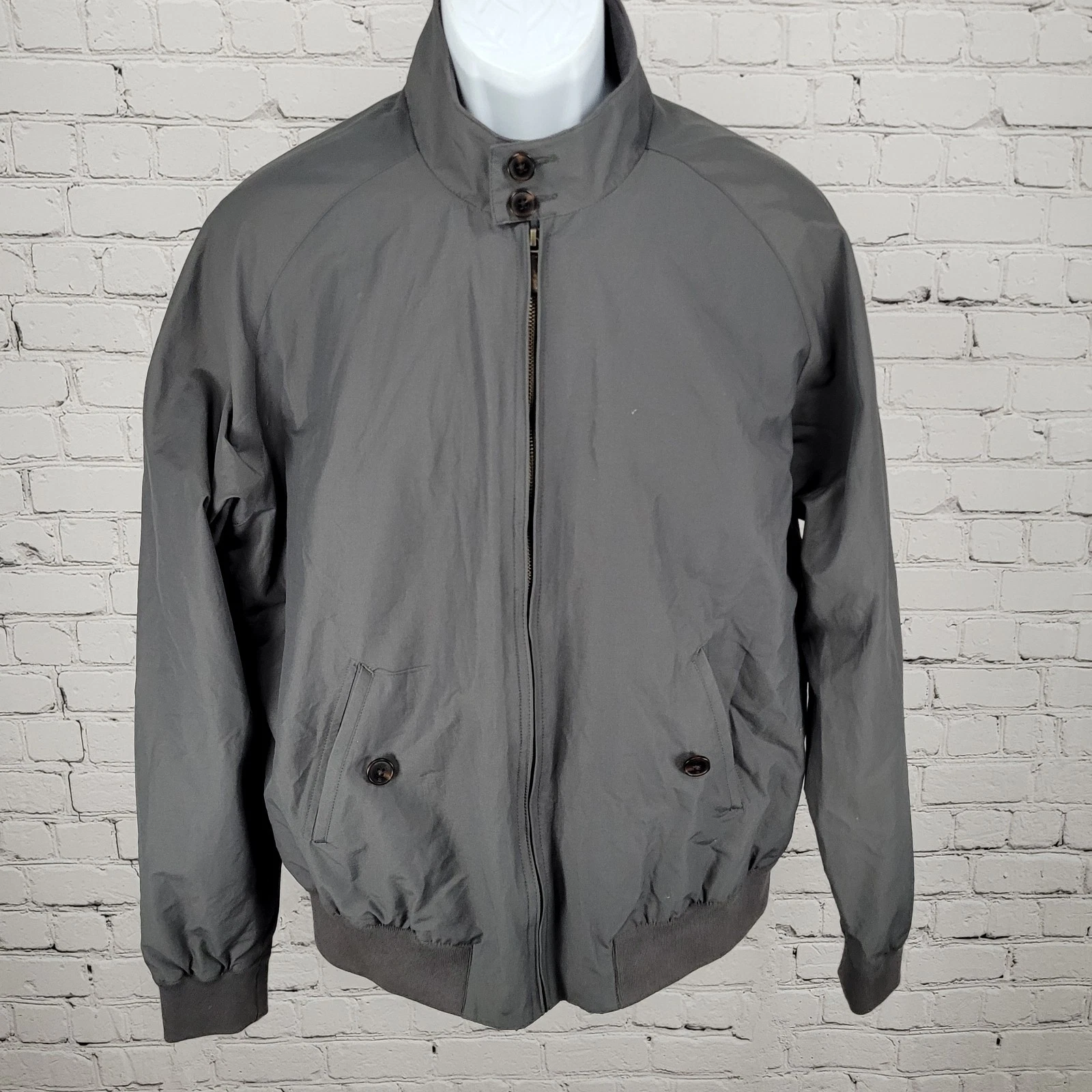 Jos A Bank Grey Tailored Fit Lightweight Full Zip Bomber Jacket Size Large L