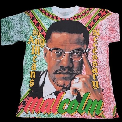Malcolm X All Over Print Shirt AOP By Any Means 90s Style | eBay