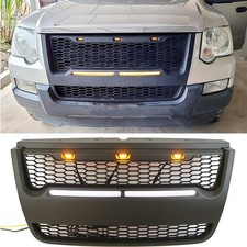 Black Front Grille Fits For Ford Explorer 2006-2010 Upper Grill Wled Light Bar