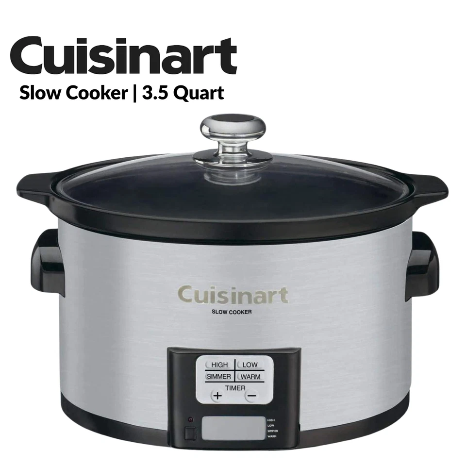Cuisinart PSC-350 3.5 Qt Slow Cooker Precise 24hr Timer 200wt Chrome Refurbished