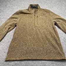Eddie Bauer Sweater Mens Sz M Brown 1/4 Zip Pullover Mock Neck Fleece Jacket