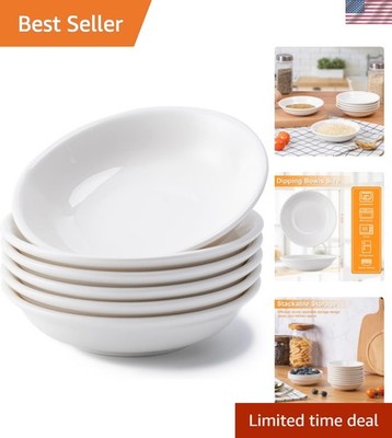 6 Pack Dip Bowls, 3 OZ Ceramic Soy Sauce Dish, White Dipping Sauce Bowls Smal...