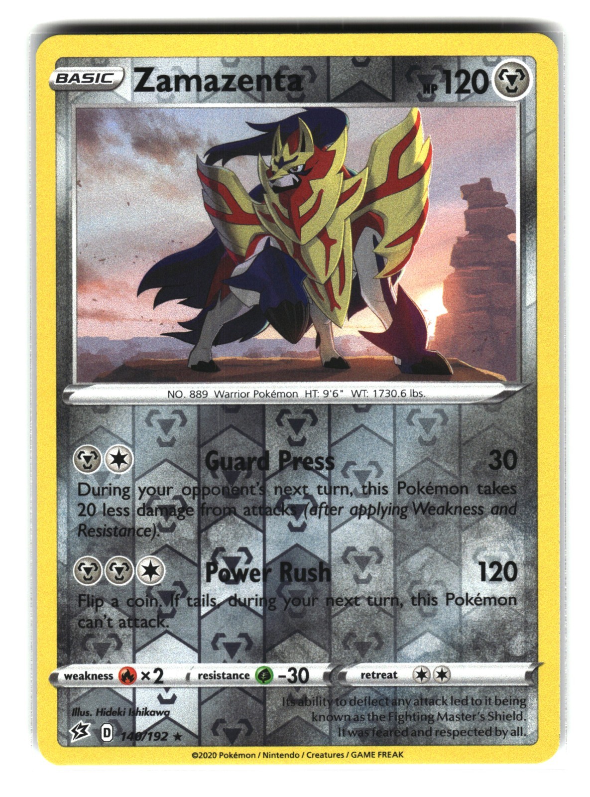 Zamazenta 140/192 Reverse Holo Rebel Clash Pokemon Card