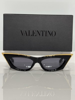 Valentino V-Gildcut VLS-113A-55 Black w. Gold Narrow Cat-eye Woman s Sunglasses