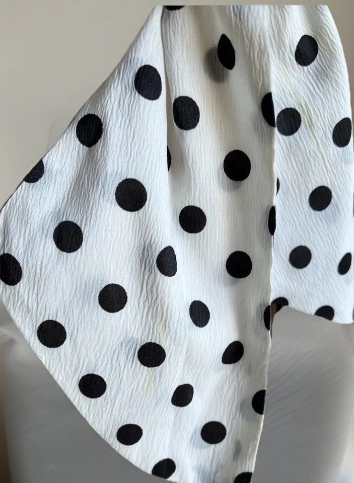 Cachecol vintage anos 80 preto e branco bolinhas cinto coquete pinup menina francesa - Imagem 4 de 4