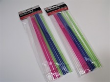 Reusable Hard Plastic Drinking Straws- 16 Straws 2 Brushes - BPA Free