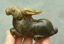 10CM China Hongshan Culture Hetian Old Jade Carved Antelope Beast Statue