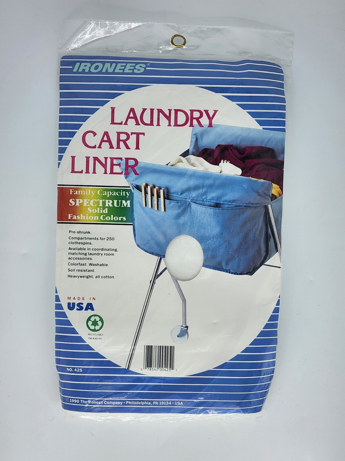 Vintage 1990 Ironees Laundry Cart Liner, White, Family Capacity 425