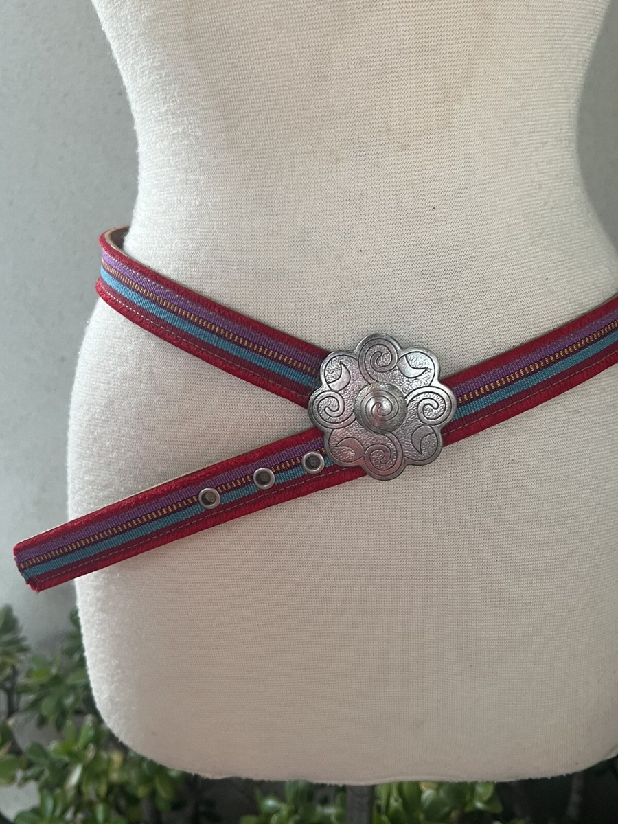 Leatherock Southwestern Striped Belt Fabric Silver Buckle 32  display picture 2