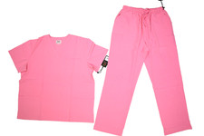 Beverly Hills Uniforms Unisex Pink V-Neck Straight Leg Top Bottom Scrub Set 2XL