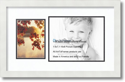 ArtToFrames Collage Mat Picture Photo Frame 2 Openings in Satin White 166