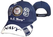 US NAVY EMBLEM VETERAN / ACTIVE DUTY BALL CAP HAT NAVY (LICENSED)