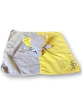 Okie Dokie Elephant Lovey Yellow Gray Rattle Plush Satin Security Blanket 15x15