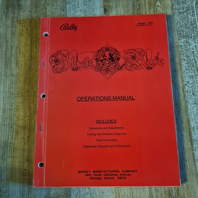 Bally BLACK Rose Pinball  Vintage Flipper Operations Manual 