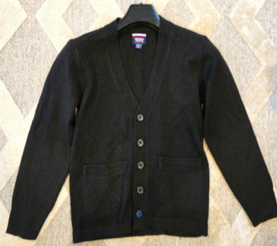 French Toast Kids Black Cardigan Button Up 2 Pocket Acrylic Sweater Large