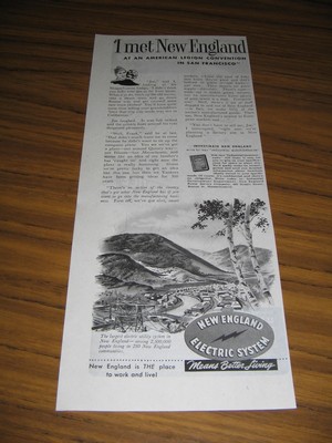 1948 Print Ad New England Electric System Means Better Living