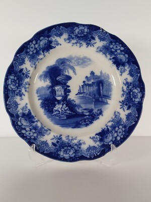 Antiker John Ridgeway blau Transferware Eisenstein Teller