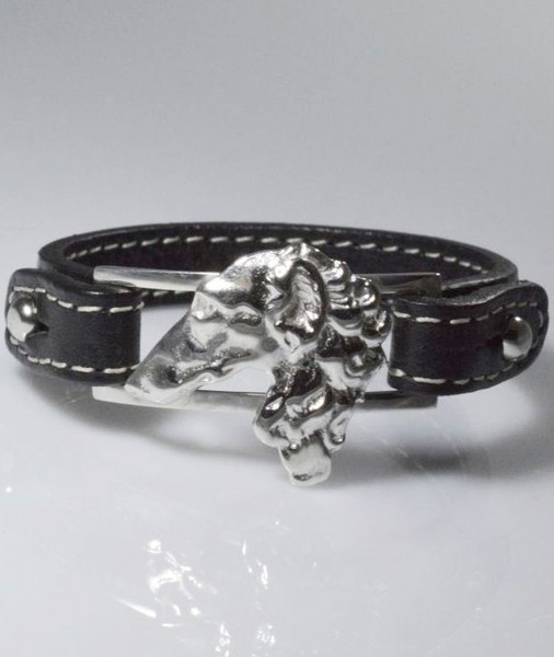 Armband Echter Lederkopf Barsoi 3D Armband In 925 Silber Luce-image