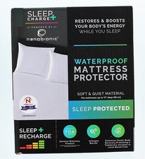 Sleep Charge  Waterproof Fitted White Mattress Protector Full 