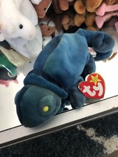 TY Beanie Baby - RAINBOW the Chameleon dark blue  9 inch - MWMTs Stuffed Toy