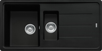 Franke Spüle BASIS BFG 651 in BLACK MATT mit Abtropfbecken aus Edelstahl / Au...