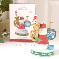 Hallmark 2013 One Snowman Band w Red Cardinal Bird Magic Sound Motion Ornament