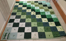 HANDMADE Quilt LAP BLANKET BABY BED CRIB patchwork GREEN SAGE COVERLET 80X66