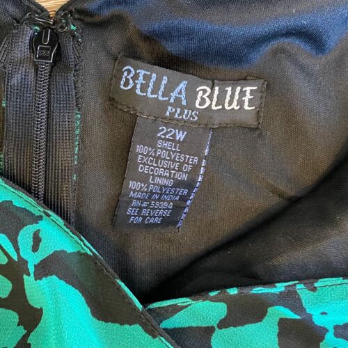 Bella Blue Plus Dress Women's Green Sz 22 Faux Wrap Embellished High Low - Picture 2 of 10
