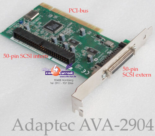 SCSI CONTROLLER ADAPTEC AVA-2904 PCI AIC-7856T AVA2904 1640906 DAT SCANNER JAZZ - Afbeelding 1 van 1