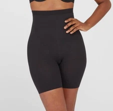 NWT Assets by Spanx sz 1 Black High Waist Mid Thigh Super Control Shorts oo10