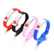 Personalized Men Women Medical Alert ID Bracelet Silicone SOS Bangles Adjustable