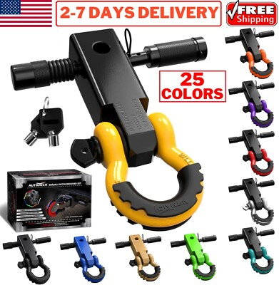 #ad 2quot; Inch Tow Shackle Hitch Receiver 3 4quot; D Ring Recovery Kit For Truck Jeep SUV . $59.99