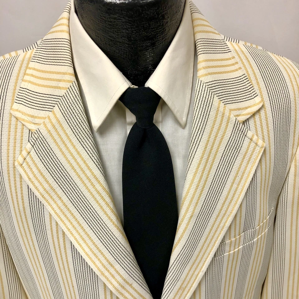 Abrigo Deportivo Harmony HAVANA CUBAN Amarillo Negro Chaqueta a Rayas Blazer Tejido 42 S De Colección Foto 2 de 4