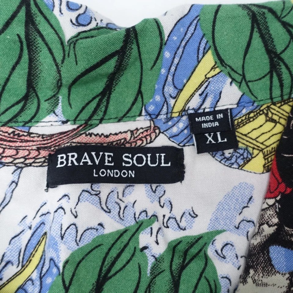 Camisa Hawaiana Brave Soul Para Hombre XL Multicolor Tropical Manga Corta Abotonada Foto 3 de 4