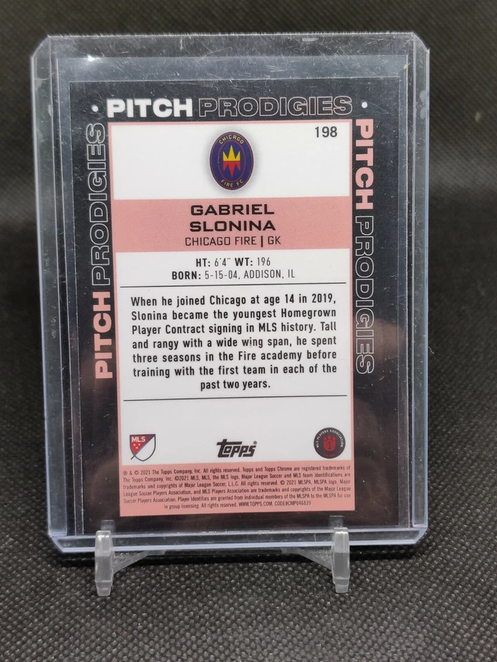 2021 Topps Chrome Gabriel Slonina Pitch Prodigies Speckle Refractor #198 - Image 2 of 2