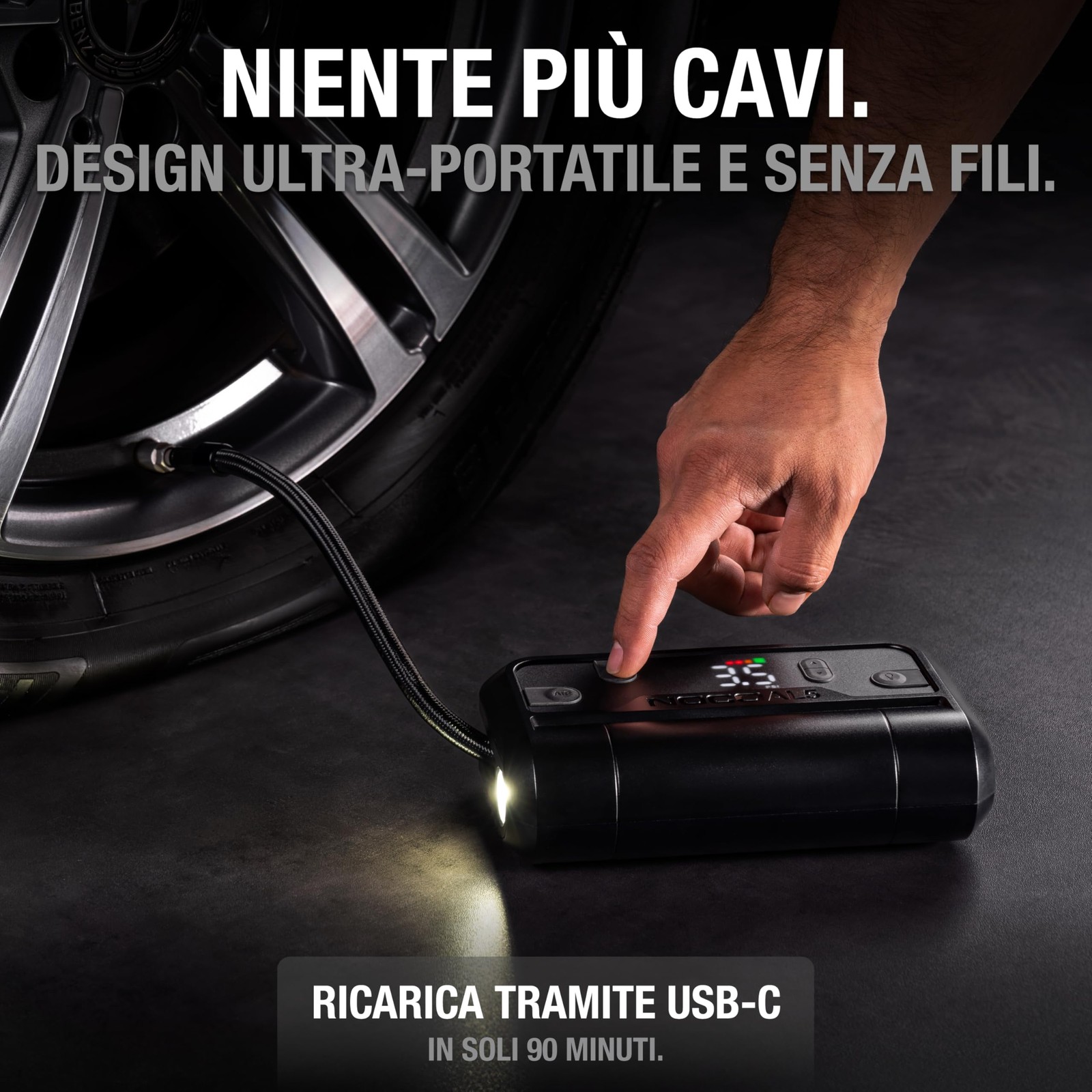 Air Al5 Gonfiatore per Pneumatici Senza Fili da 5A Compressore D’aria Portatile - Miniatura 3