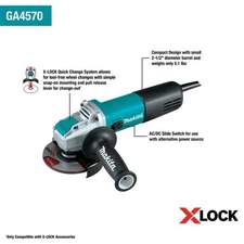Makita Corded Angle Grinder GA4570 4 1/2" X-LOCK w/ AC/DC Switch - NEW!