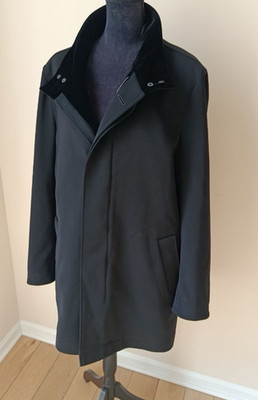 Zanella Mens Overcoat Black Hidden Button Coat Sz L Mid-Length Italy