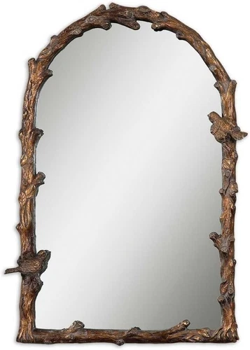 Paza Gold Songbirds Arch Wall Mirror - 26" X 37" Elegance - Picture 1 of 5