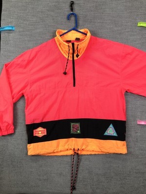 Vintage 90s Express Surfs Edge Windbreaker Jacket Mens M Neon Surf Pullover