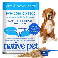Native Pet Probiotics for Dogs   Dog 30 Probiotic Scoops,