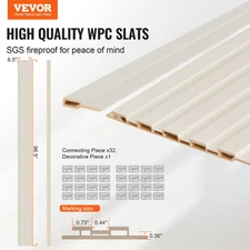 Wood Slat Acoustic Panels - 8 PCS, 96 x 6 Inch, Matte White - Modern Wall Panels