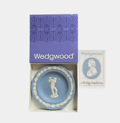 #ad Wedgwood Jasperware Golfer Collectible Trinket Dish in Original Box $28.99
