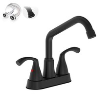 Long Spout Laundry Utility Sink Faucet Swivel Spout Matte Black with Garden H...